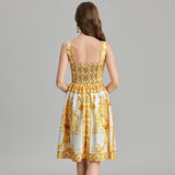 Real shot, positioning flower retro printing three-dimensional tube top suspender dress, back rubber band high waist skirt sexy