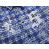 W822 Man Kun  Autumn and Winter New Product n Street Tide Loose Letter Embroidery Plaid Men's Thick Shirt Jacket