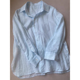 Spring and summer  new Korean version fashion temperament simple light blue cotton and linen shirt long sleeve top Popularan goods