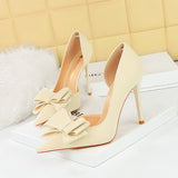 2025 626-H2 Korean version of fashionable sweet high heels, thin heel, super high heel, shallow mouth, pointed side, hollow bow, single shoes for women