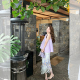 Xiaohongshu popular hot sale live broadcast model white elegant lazy three house sleeveless top pleated fringed skirt women