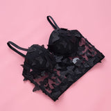 women's clothing popular solid color butterfly mesh sexy suspender small vest women's corset fishbone tube top underwear