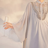 Summer new celebrity temperament heavy industry bead design bat sleeve dress high-end long dress women M5157