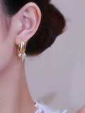 Temperament light luxury wheat ear pearl earrings  new trendy niche design high-end earrings silver needle earrings women