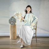 New Chinese top, summer skirt, button-down coat women's fashion suit, satin national style shirt B0319