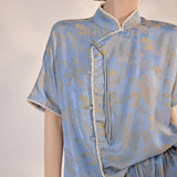 Summer new Chinese style new national style fashion jacquard silk, short-sleeved temperament top and shorts two-piece set M5005