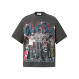 T997 n Street Summer Subculture Neutral High Sense Cartoon Printing Design Men's Loose Short Sleeve T-Shirt