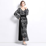 temperament socialite style sequined dress women's autumn and winter new waist thin long sleeve fishtail dress skirt