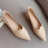 2025 999-3 Huidong women's shoes Korean version pointed head leather soft sole thick heel low heel shoes women's low heel two wear  single shoes women