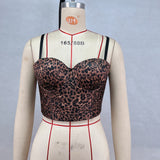 style leopard print short printed vest sling white wear wild elastic steel ring chest wrap top women