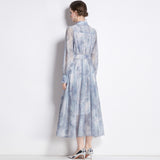 retro temperament dress spring dress women's shirt collar design sense waist thin long dress skirt tide