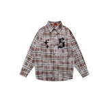 W822 Man Kun  Autumn and Winter New Product n Street Tide Loose Letter Embroidery Plaid Men's Thick Shirt Jacket