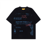 WT557 n summer gender-neutral street tide high-end letter garbled design loose men's crew neck short-sleeved T-shirt