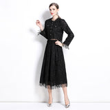 suit women's spring new age-reducing long-sleeved short top versatile umbrella skirt skirt fashionable two-piece set