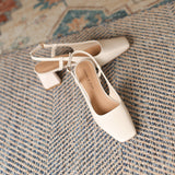 2025 5299 patent leather bag head back empty high-heeled sandals 2025 new square head temperament banquet Korean version thick-heeled single shoes women