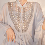 Summer new celebrity temperament heavy industry bead design bat sleeve dress high-end long dress women M5157