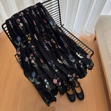 summer new fixed-dyed worsted high-count thin cotton A-character thin cake skirt black homemade summer