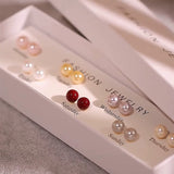 Week Week Pearl Earrings for Girlfriend Silver Needle Earrings Set popular New Popular Mom Gift Earrings