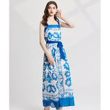 real shot, new summer products, contrasting flower print, high waist strap, tube top suspender A-shaped dress, with belt.