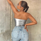 women's clothing popular new lapel tube top PU leather fish bone sexy cardigan zipper top small vest