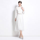 suit women's spring new age-reducing long-sleeved short top versatile umbrella skirt skirt fashionable two-piece set