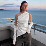 women's clothing popular autumn new street hipster sleeveless diagonal collar PU leather vest plus sleeve top women's suit