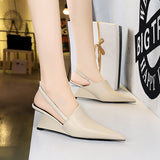 2025 1097-3 retro  fashion high-heeled wedge heel deep-mouth bag head shoes hollow back strap sandals high heels women's shoes