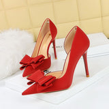 2025 626-H2 Korean version of fashionable sweet high heels, thin heel, super high heel, shallow mouth, pointed side, hollow bow, single shoes for women