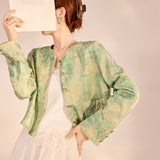 spring new national style bronzing silk top new Chinese temperament design short jacket women's N3028
