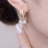 Temperament light luxury wheat ear pearl earrings  new trendy niche design high-end earrings silver needle earrings women