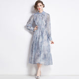 retro temperament dress spring dress women's shirt collar design sense waist thin long dress skirt tide