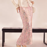 Spring New Guofeng Heavy Industry Embroidered Long Dress Women's  New Chinese Fashion Sequin Slim Hip Wrap Skirt MZ085