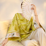 Guofeng New Chinese Jacquard Yellow Human Silk Shirt popular New Design Light Luxury Temperament Top M5138