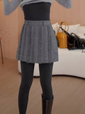 2025 Gray short skirt spring niche design sense high waist and thin fungus edge a word hip skirt cover hip skirt