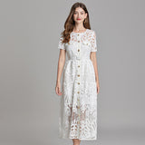 Real shot, high-end new product water-soluble strange button-closed waist pendulum dress, high-waisted A-shaped skirt