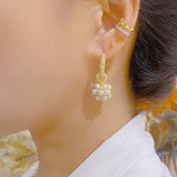 Temperament high sense full of diamonds pearl ball earrings  celebrity light luxury earrings women's diamond silver needle stud earrings new