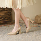 2025 8099-1 pointed thick heel high heels women's 2025 autumn new waterproof table single shoes women's professional work women's shoes