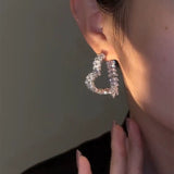 Temperament Light Luxury Sui Sui Ping An Love Earrings Women's Wheat Sui Earrings Internet celebrities Simple and advanced sense Sterling silver needle ear jewelry