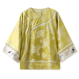 Guofeng New Chinese Jacquard Yellow Human Silk Shirt popular New Design Light Luxury Temperament Top M5138
