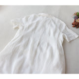 The original order for Popular trade export to Japan  summer waist polo collar short-sleeved dress women's literary cotton and linen long skirt
