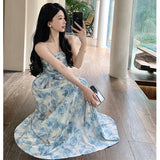 2025 High-end  niche floral suspender skirt women's summer new seaside vacation sexy meat-covering and thin dress