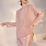 Guofeng new flower printing new Chinese thin shirt light luxury high temperament loose and thin top M3070