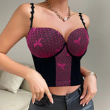 style fashion contrasting colors fish bone corset lace splicing thin sexy small vest suspender underwear