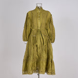 women's clothing  new hollow lace solid color loose tencel cotton short dress four colors