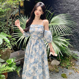 2025 High-end  niche floral suspender skirt women's summer new seaside vacation sexy meat-covering and thin dress