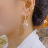 Temperament high sense full of diamonds pearl ball earrings  celebrity light luxury earrings women's diamond silver needle stud earrings new