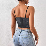 style fashion contrasting colors fish bone corset lace splicing thin sexy small vest suspender underwear