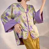 spring new Chinese flower print, fashionable and thin coat, light luxury high-end top, women's M4119