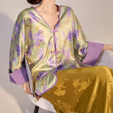 spring new Chinese flower print, fashionable and thin coat, light luxury high-end top, women's M4119