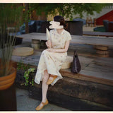 Summer "Dead Leaves and Pipa" New Chinese National Style All Ramie, Button Dyeing Cheongsam Lining Dress A0642